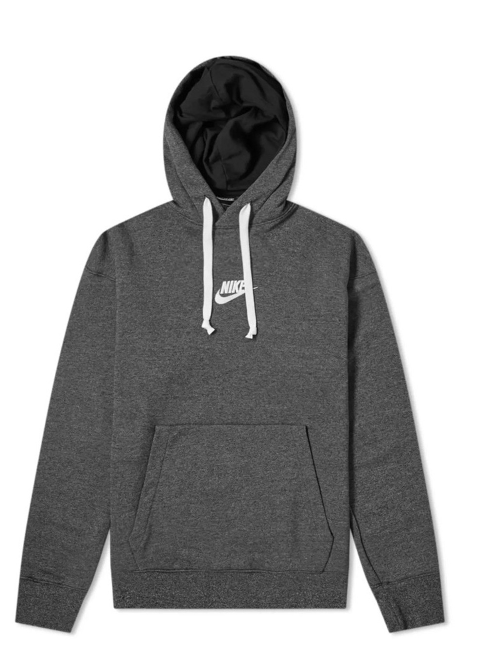 Nike Gray Heritage Pullover Hoodie with White Drawstrings